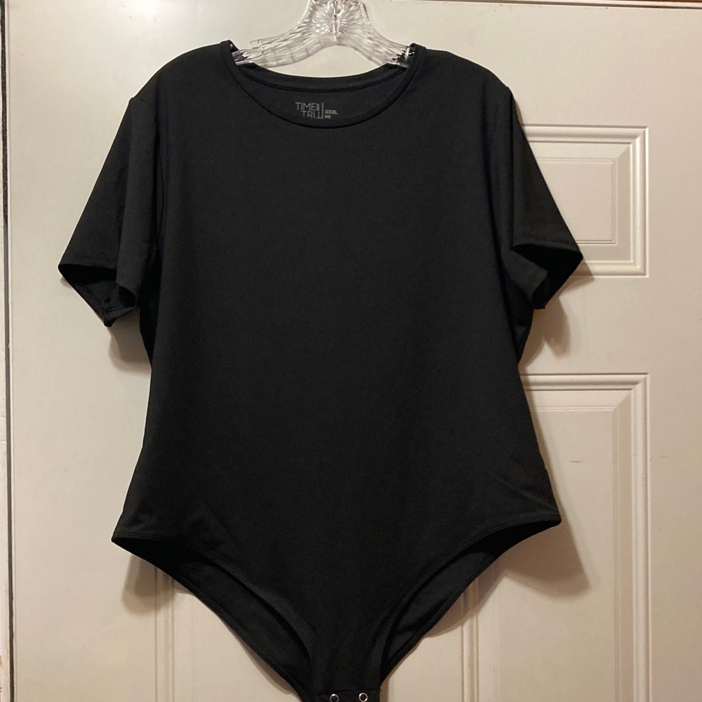 Time and Tru Black Crew Neck Bodysuit XXXL